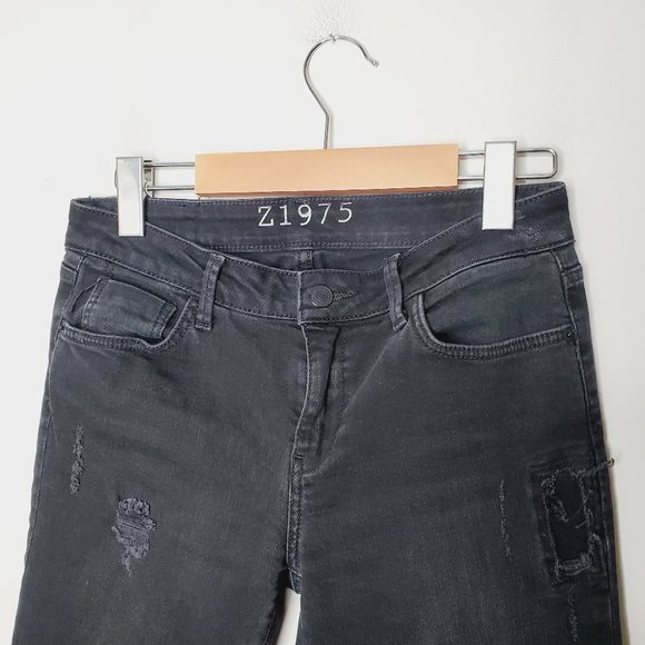 ZARA Z1975 Charcoal Grey Distressed Ankle Skinny Jeans - Picture 5 of 11